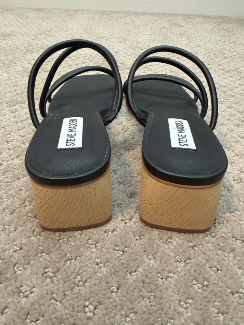 Steve Madden Black Multi-Strap Low Block Heel Mules - Picture 3 of 6